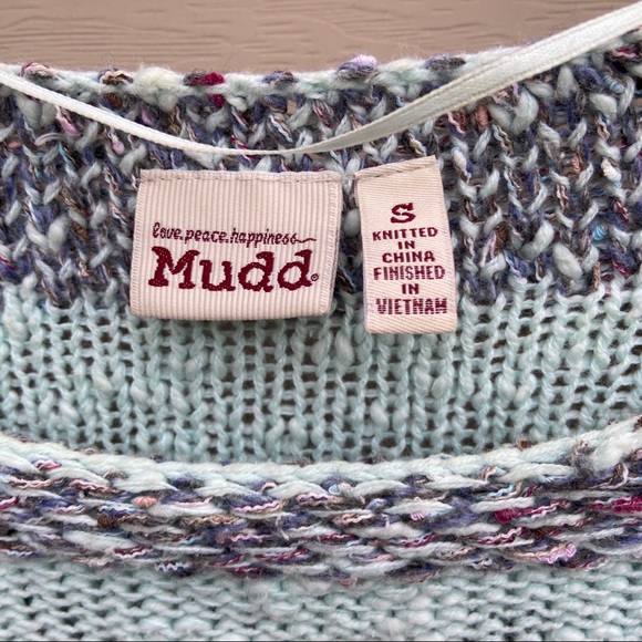 EUC Mudd knit aqua gray striped sweater - Picture 7 of 8